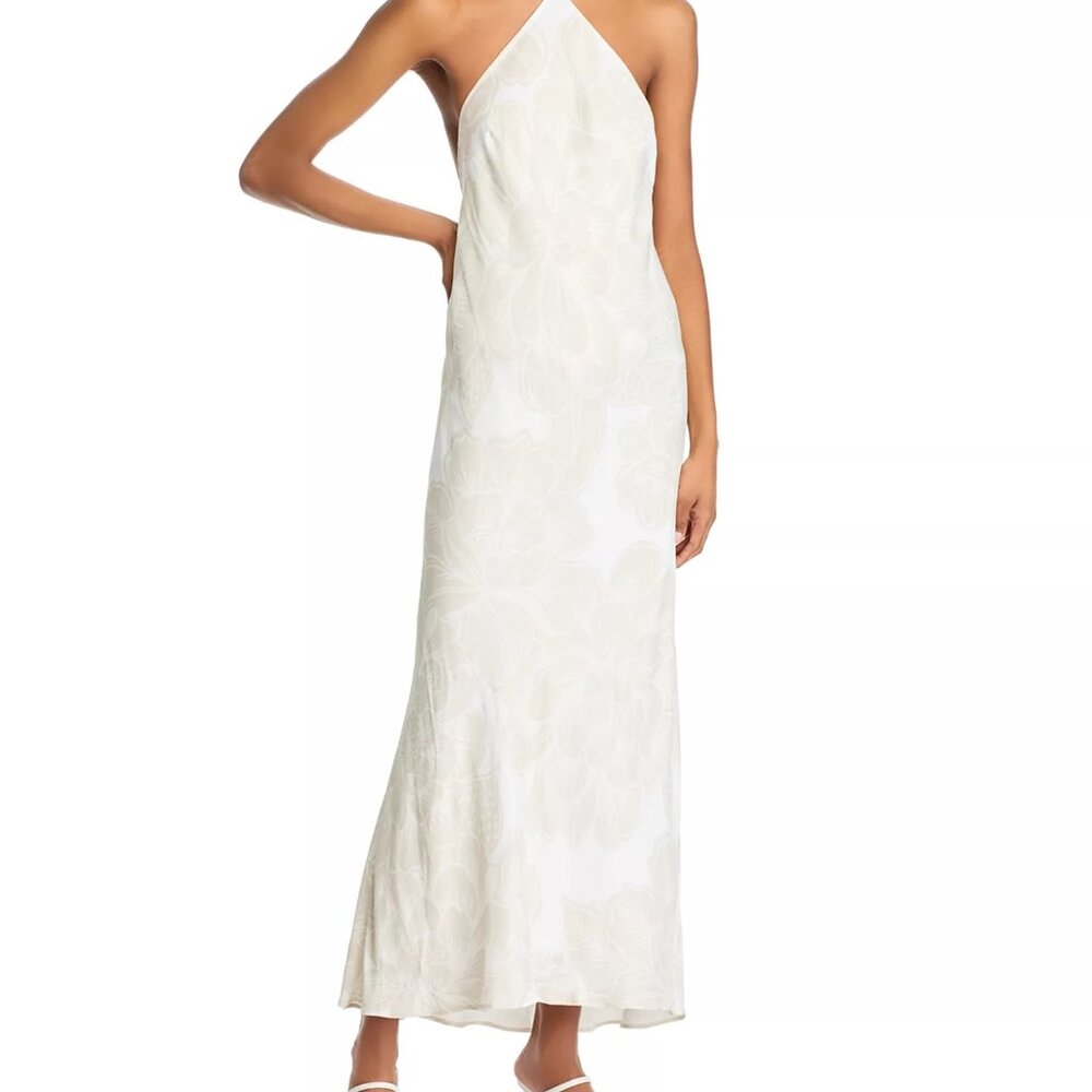 FARM RIO ~ TROPICAL FLORAL MAXI DRESS OFF-WHITE WEDDING BEACHY CHIC TRAVEL